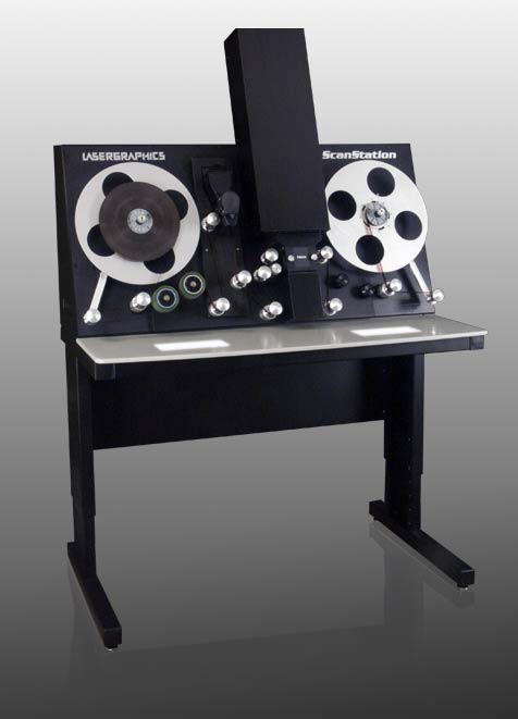 The ScanStation from Lasergraphics in the USA. This scanner does not use mechanical film registration and claims to be able to scan shrunken and damaged film.